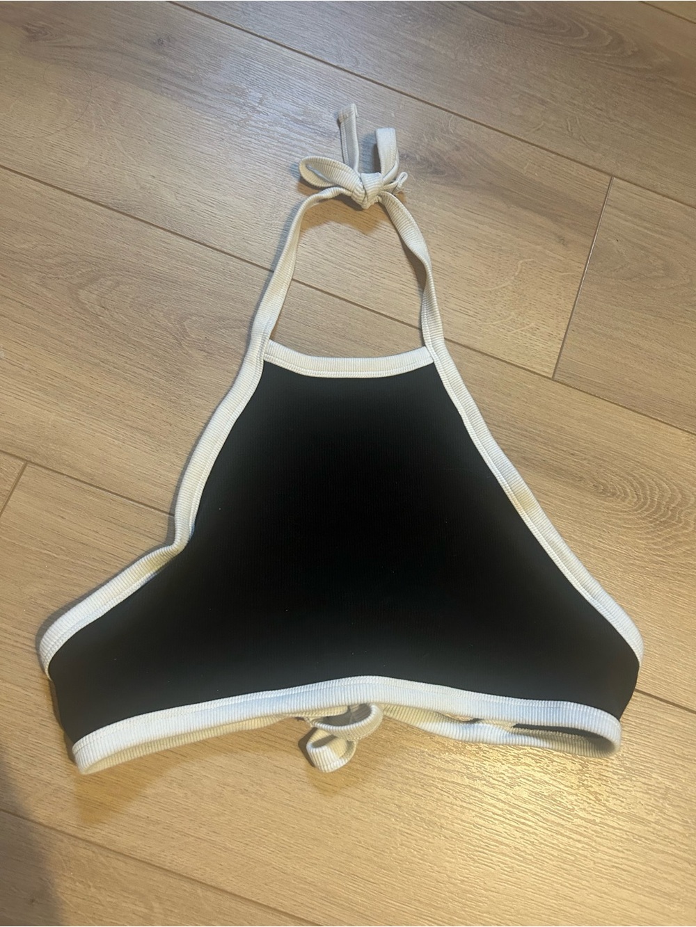 Garage Black and White Halter Crop Top